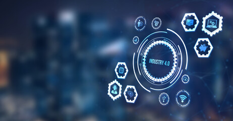 Internet, business, Technology and network concept.Industry 4.0 Cloud computing, physical systems, IOT, cognitive computing industry. 3d illustration.