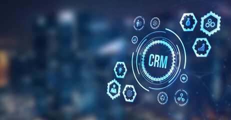 Internet, business, Technology and network concept.CRM Customer Relationship Management. 3d illustration.