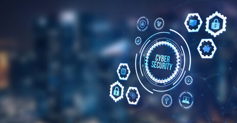 Obraz premium Internet, business, Technology and network concept. Cyber security data protection business technology privacy concept. 3d illustration