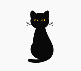 Black cat sitting icon.
