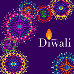 Happy Diwali, Deepavali or Dipavali the Indian festival Celebration flat design.