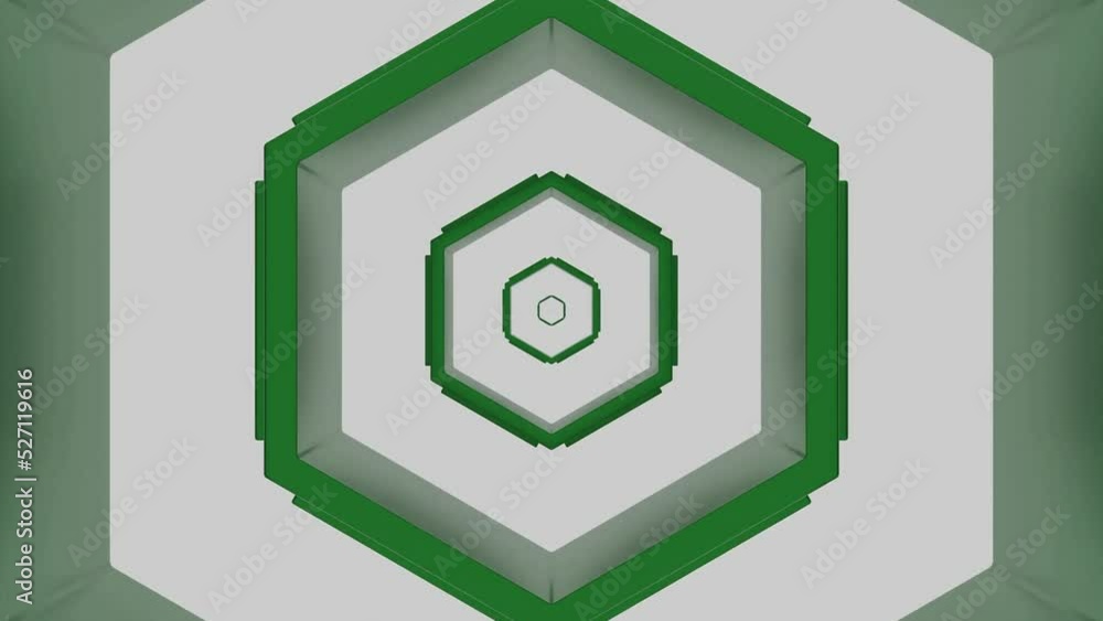 Poster tunnel of moving hexagons. design. repeating hexagons are moving in tunnel. 3d tunnel of emerging he
