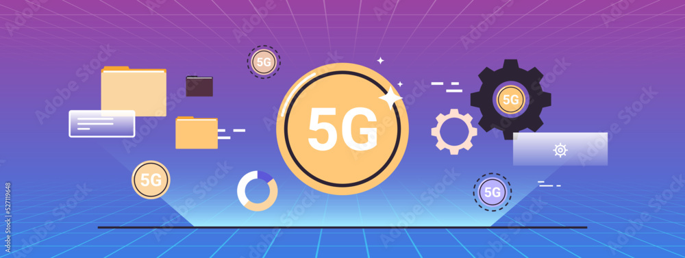 Poster 5g internet connection speed futuristic concept and online wireless system connection virtual realit