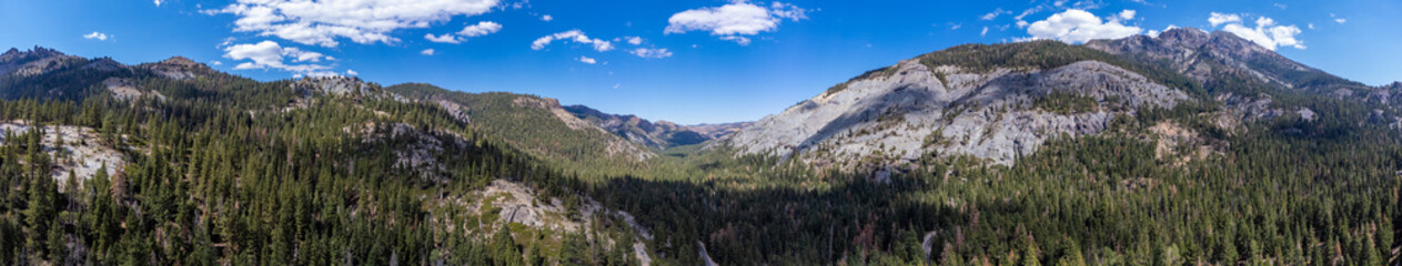 Panorama of Ebbetts pass in the high sierra nevada mountains of California  - obrazy, fototapety, plakaty