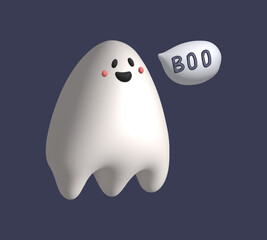 Halloween Ghost Illustration 3d - boo