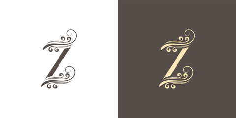 Luxury and elegant letter Z initials text logo design