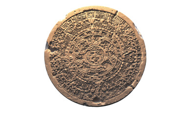 Aztec yellow rock calendar on white background