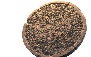 Aztec yellow rock calendar on white background