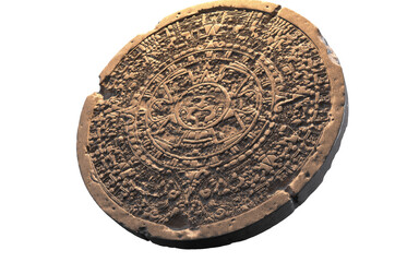 Aztec yellow rock calendar on white background