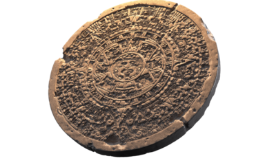 Aztec yellow rock calendar on white background