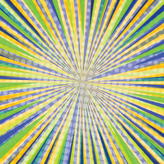 Pop art radial colorful comics book magazine cover. Striped digital background. Cartoon funny retro pattern strip mock up. Vector halftone illustration. Sunburst, starburst shape