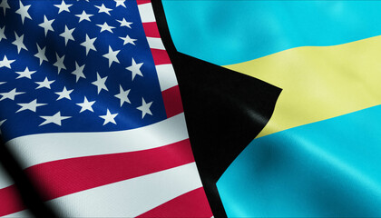 Obraz premium United States of America and Bahamas Merged Flag Together A Concept of Realations