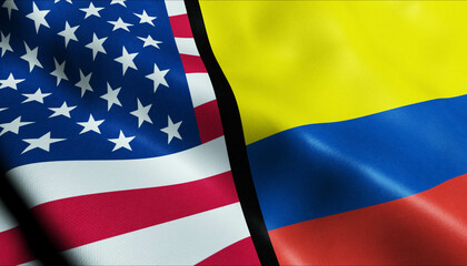 United States of America and Colombia Merged Flag Together A Concept of Realations