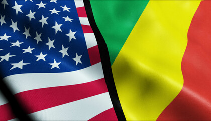 United States of America and Congo republic Merged Flag Together A Concept of Realations