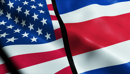 United States of America and Costa Rica Merged Flag Together A Concept of Realations