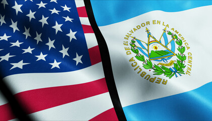 United States of America and El Salvador Merged Flag Together A Concept of Realations