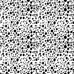 Abstract modern dalmatian fur seamless pattern. Animals trendy background. Black and white decorative vector illustration for print, card, postcard, fabric, textile. Modern ornament of stylized skin