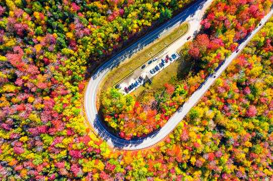 Aerial View Kancamagus Highway and the White Mountain Forest..New Hampshire,.New England,USA