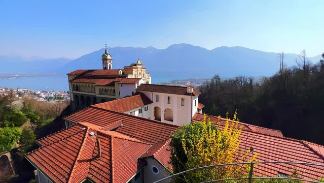 Panorama of Madonna del Sasso Sanctuary and Lake Maggiore, Orselina, Switzerland
