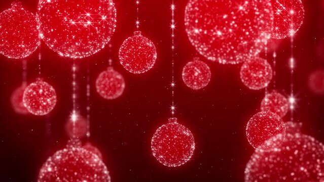 Loopable background of sparkly Christmas ornaments panning past.