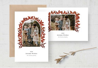 Autumn Fall Photo Card with Red Leaves