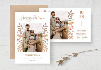 Autumn Fall Photo Card Flyer with Contemporary Rustic Style