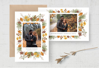 Colorful Autumn Fall Photo Card Flyer Postcard Layout