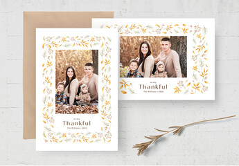 Autumn Fall Photo Card with Elegant Painted Border