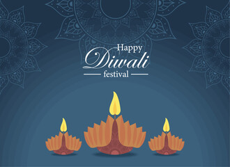 diwali card with lanterns