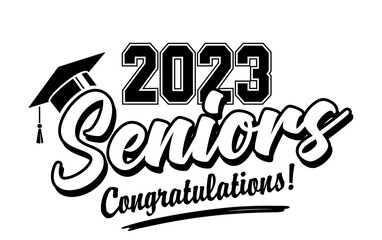 Class of 2023 Lettering for greeting, invitation card. Text for design, congratulation event, T-shirt, party, high school or college graduate. Vector on transparent background