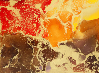 Abstract colorful background, wallpaper. Bright alcoholic ink, mixing of acrylic paints. Modern...