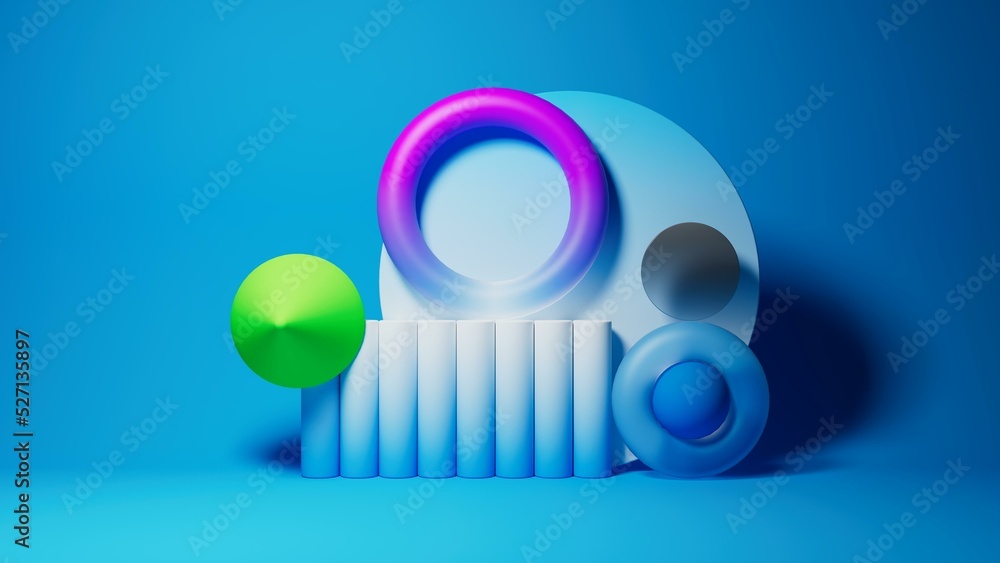 Poster abstract blue neon geometric background with empty space for promotion, product show presentation. 3