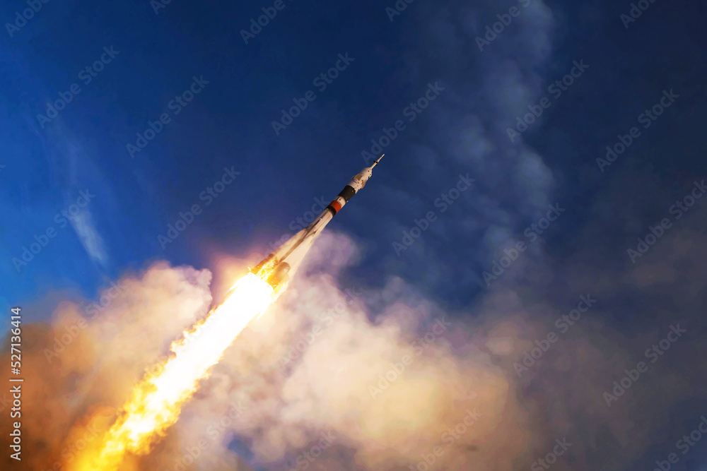 Wall mural launch of a space rocket into space. elements of this image furnished by nasa