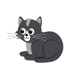 Black kitty lies. Cat, kitten. Flat, cartoon, vector