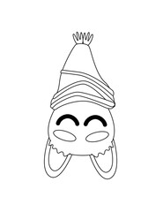 Sleeping bat coloring page. Black and white sleeping bat. Vector