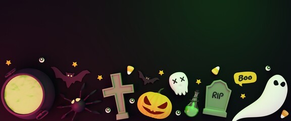 3D Rendering Halloween Party Element  Spooky