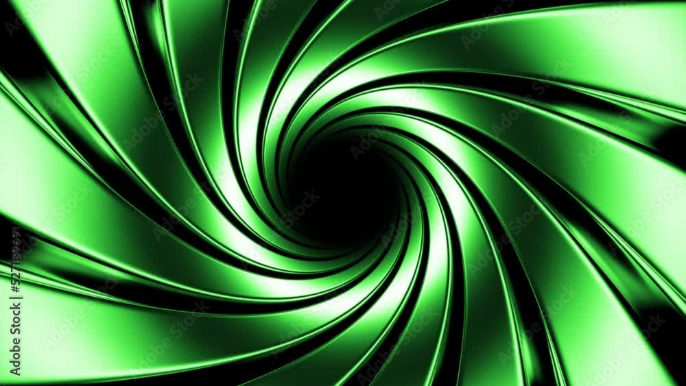 Poster rotating spiral tunnel with metal lines. design. rotating circular tunnel made of metal strips. stee