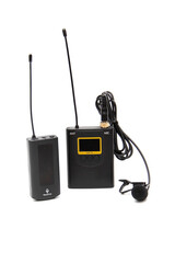 UHF Wireless, rechargeable lavalier microphone system with one transmitter and one receiver,...