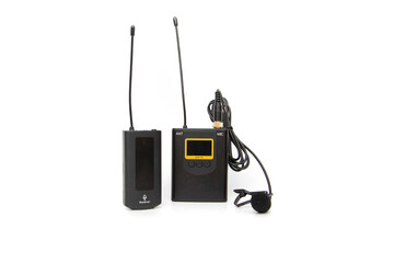 UHF Wireless, rechargeable lavalier microphone system with one transmitter and one receiver,...