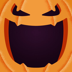 Vector illustration of scary carved Halloween jack o lantern with opened mouth and spooky eyes