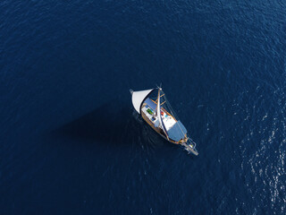 Aerial view of sailboat in Adriatic Sea