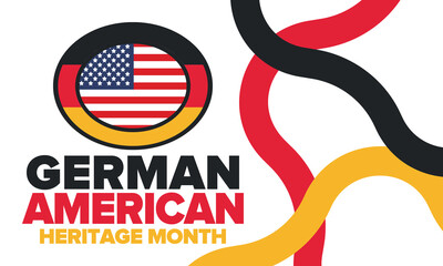 German-American Heritage Month. Happy holiday celebrate annual in October. Germany and United States flag. Culture month. Patriotic design. Poster, card, banner, template. Vector illustration
