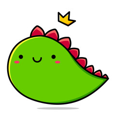 Cartoon image of a green dinosaur and a yellow crown. Dinosaur in the crown. Vector illustration