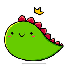 Cartoon image of a green dinosaur and a yellow crown. Dinosaur in the crown. Vector illustration