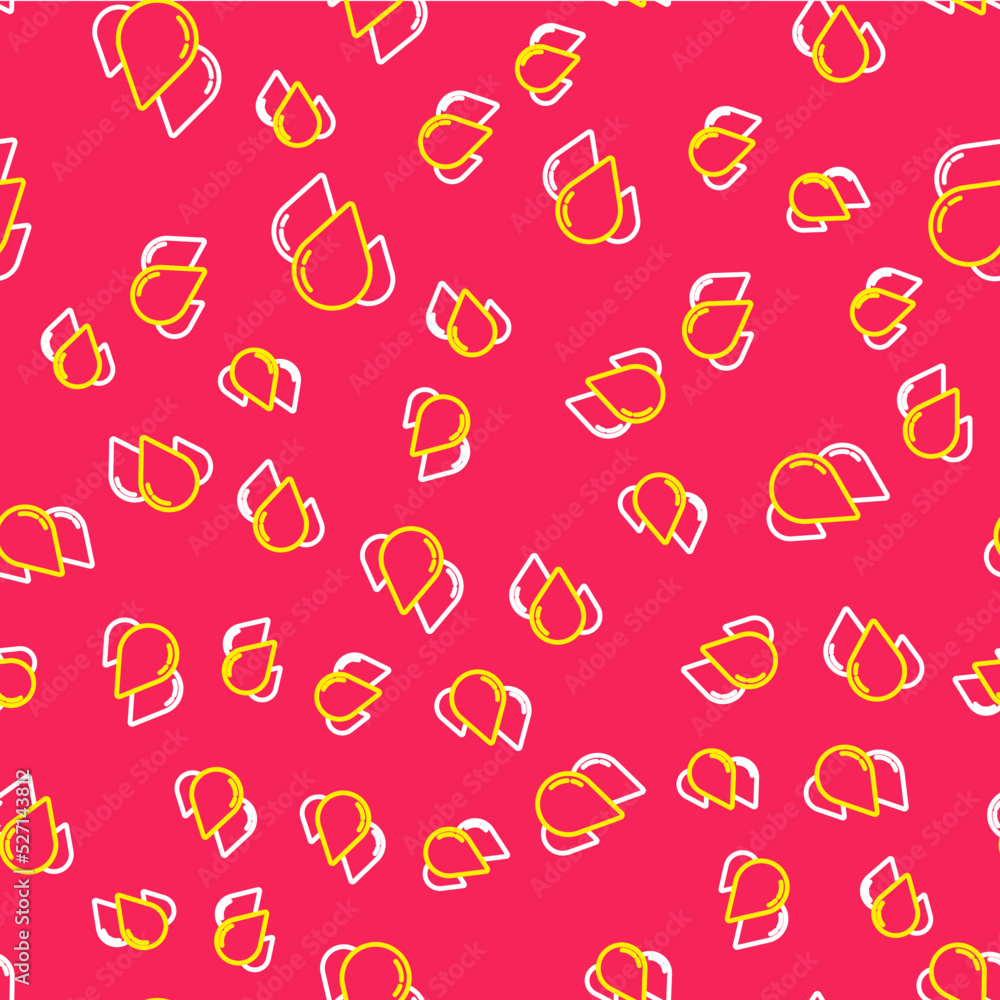 Poster line water drop icon isolated seamless pattern on red background. vector
