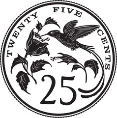 jamaica coin 25 cents with hummingbird vector design © master2d