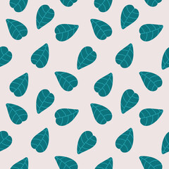 Obraz premium Leaves seamless pattern. Hand drawn botanical collage in modern trendy style. Perfect for wallpapers, web page backgrounds, surface textures, textile.