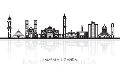 Silhouette Skyline panorama of city of Kampala, Uganda - vector illustration