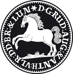 german mark coin with horse handmade design vector