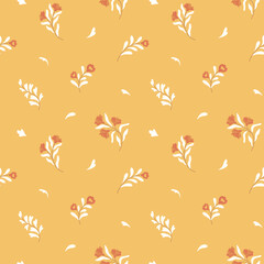 Trendy flowers seamless pattern. Small vector floral background illustration. Spring floral texture for fabric, fashion print and wallpaper.